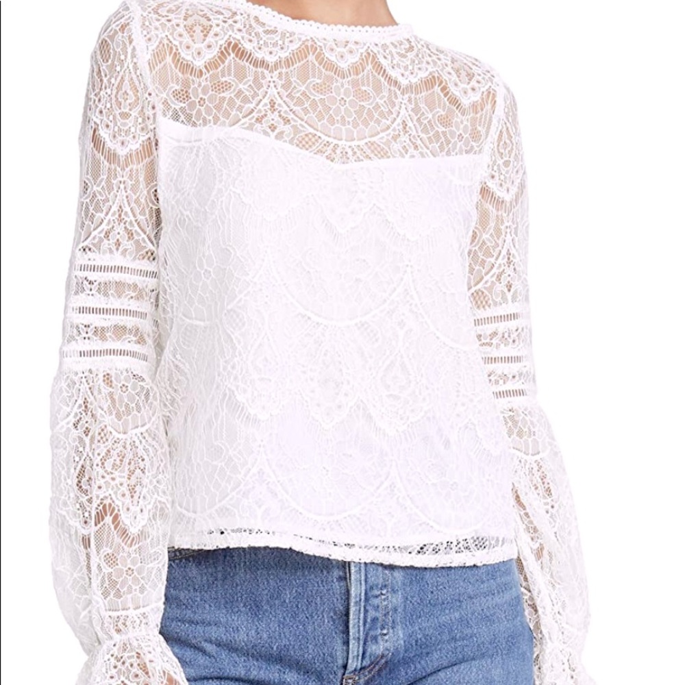 NWT! BB Dakota White Long sleeve Lace Top